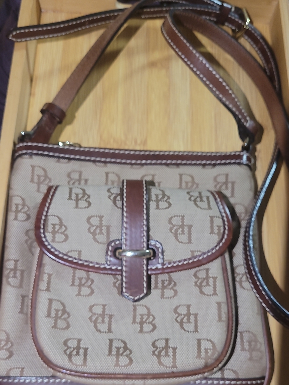 Dooney & Bourke Leather and Canvas Letter Carrier Crossbody Bag
